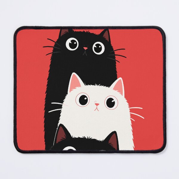 Item preview, Funny Tall Stacked Cats Looking Up Cute Black and White Kitty Graphic designed and sold by The Upside Down.