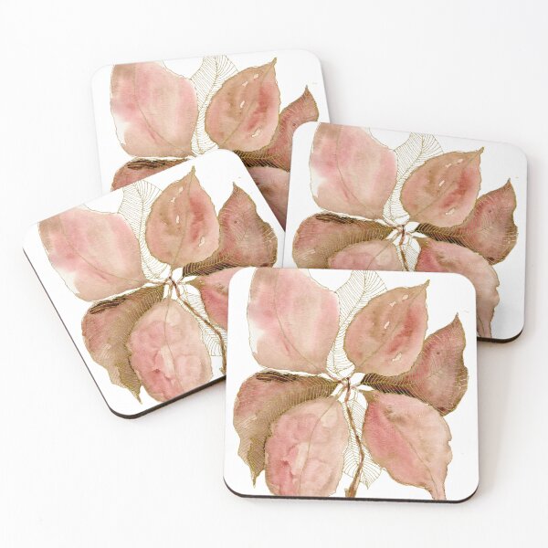 Item preview, Dusty Rose Botanical Leaves: Watercolour Gold Line Art designed and sold by ArithraStudio.