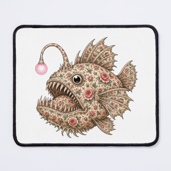 Item preview, Floral Anglerfish Ocean Pink Rose | Ocean Floral Art Collection designed and sold by Zaru Art Studio.