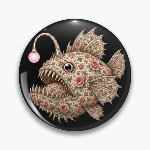 Item preview, Floral Anglerfish Ocean Pink Rose | Ocean Floral Art Collection designed and sold by Zaru Art Studio.