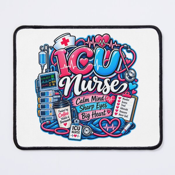 Item preview, ICU Nurse Calm Mind Sharp Eyes Big Heart designed and sold by Nurse Vibes Studio.