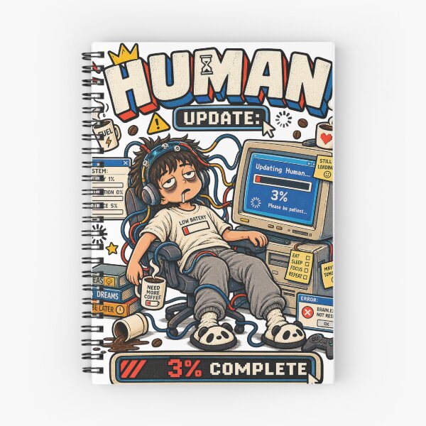 Item preview, Human Update: 3% Complete – Funny Low Battery Y2K Computer Meme designed and sold by NarpLTD.