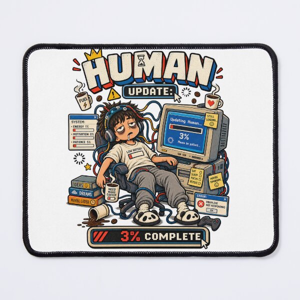 Item preview, Human Update: 3% Complete – Funny Low Battery Y2K Computer Meme designed and sold by NarpLTD.