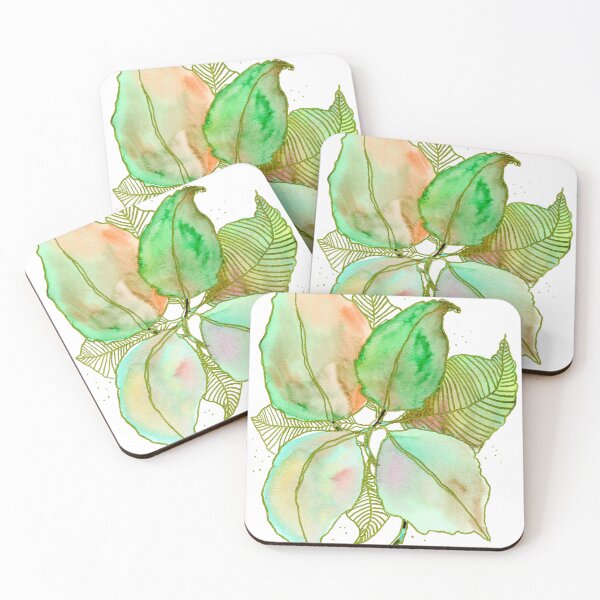 Item preview, Mint Green Botanical Leaves: Watercolour Line Art designed and sold by ArithraStudio.