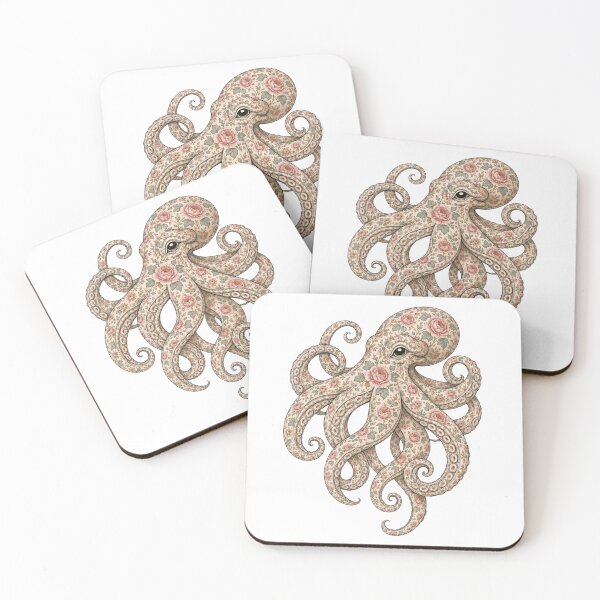 Item preview, Floral Octopus Ocean Pink Rose | Ocean Floral Art Collection designed and sold by Zaru Art Studio.