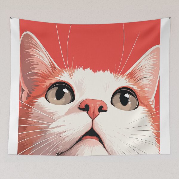 Item preview, Curious Orange White Cat Looking Up Close Up Graphic Art designed and sold by The Upside Down.