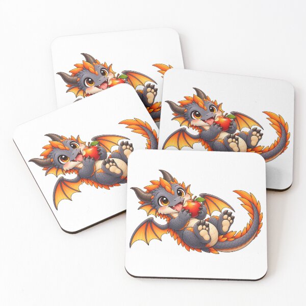 Item preview, Cute Autumn Baby Dragon with Apple designed and sold by Hatchling Hollow.