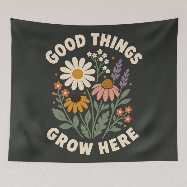 Item preview, Good Things Grow Here – Retro Floral Botanical Garden Design designed and sold by Leeded.