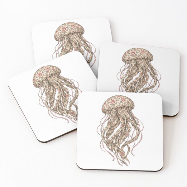 Item preview, Floral Jellyfish Ocean Pink Rose | Ocean Floral Art Collection designed and sold by Zaru Art Studio.