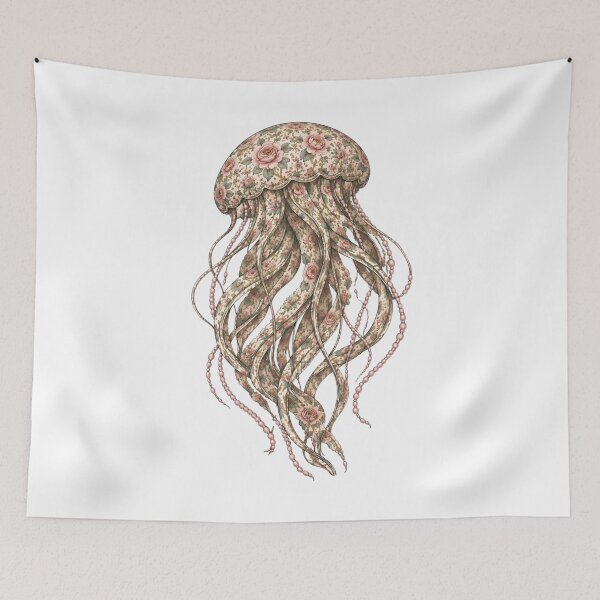 Item preview, Floral Jellyfish Ocean Pink Rose | Ocean Floral Art Collection designed and sold by Zaru Art Studio.