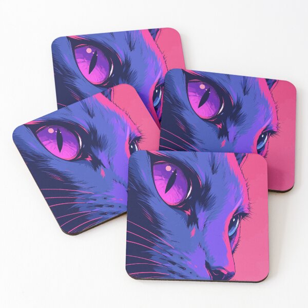 Item preview, Synthwave Cyberpunk Neon Cat Side Profile Graphic Art designed and sold by The Upside Down.