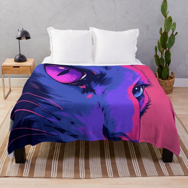 Item preview, Synthwave Cyberpunk Neon Cat Side Profile Graphic Art designed and sold by The Upside Down.
