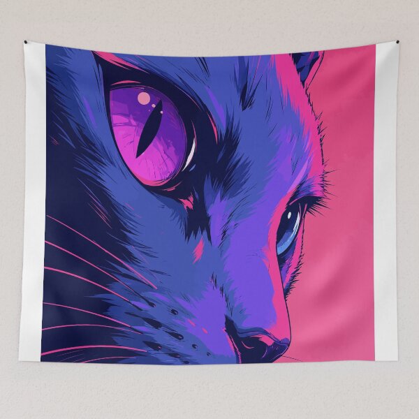 Item preview, Synthwave Cyberpunk Neon Cat Side Profile Graphic Art designed and sold by The Upside Down.
