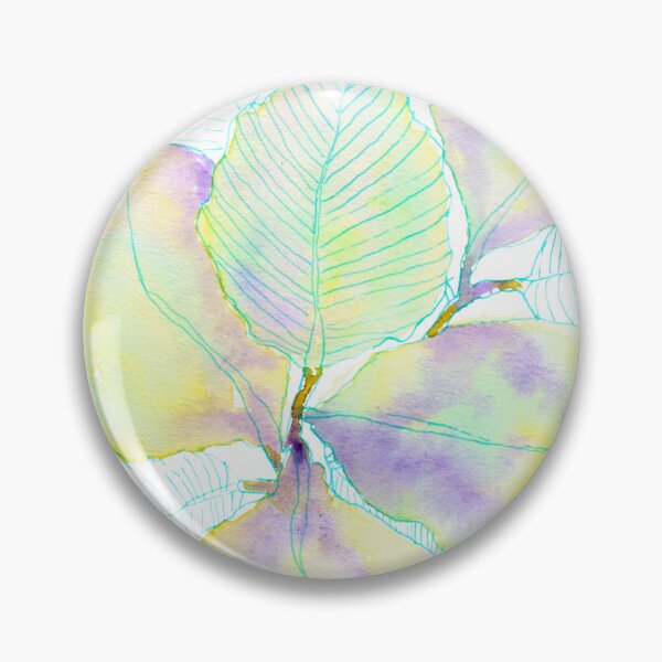 Item preview, Lavender Yellow Botanical Leaves: Watercolour Turquoise Line Art designed and sold by ArithraStudio.