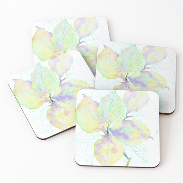 Item preview, Lavender Yellow Botanical Leaves: Watercolour Turquoise Line Art designed and sold by ArithraStudio.