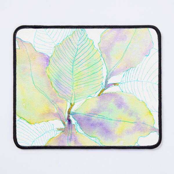 Item preview, Lavender Yellow Botanical Leaves: Watercolour Turquoise Line Art designed and sold by ArithraStudio.