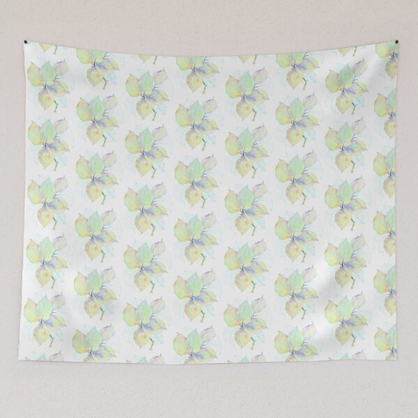 Item preview, Lavender Yellow Botanical Leaves: Watercolour Turquoise Line Art designed and sold by ArithraStudio.