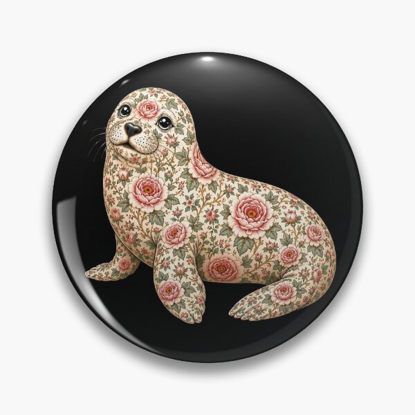 Artikelvorschau, Floral Seal Ocean Pink Rose | Ocean Floral Art Collection entworfen und verkauft von Zaru Art Studio.