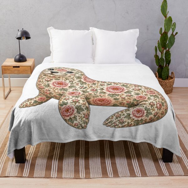 Item preview, Floral Seal Ocean Pink Rose | Ocean Floral Art Collection designed and sold by Zaru Art Studio.