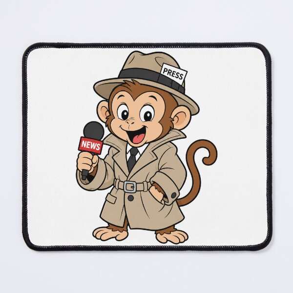Item preview, Funny Monkey News Reporter – Press Journalist Cartoon designed and sold by Nubian Style.