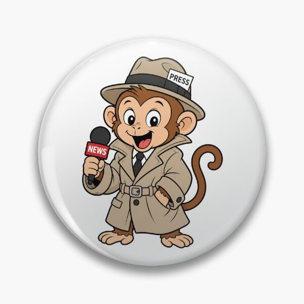 Item preview, Funny Monkey News Reporter – Press Journalist Cartoon designed and sold by Nubian Style.