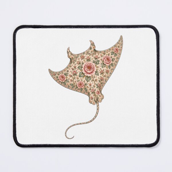 Item preview, Floral Manta Ray Ocean Pink Rose | Ocean Floral Art Collection designed and sold by Zaru Art Studio.