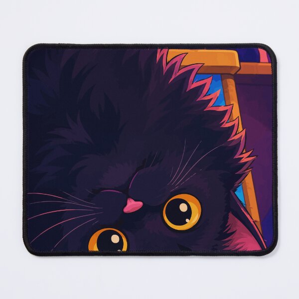 Item preview, Upside Down Fluffy Black Cat Cute Void Kitten Neon Aesthetic Graphic Art designed and sold by The Upside Down.