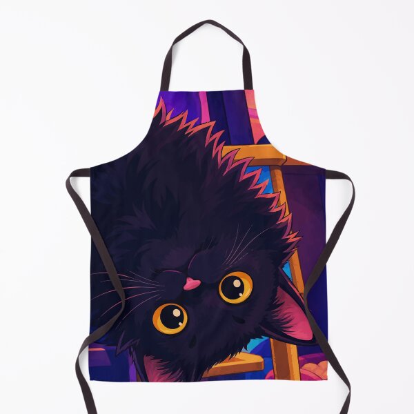 Item preview, Upside Down Fluffy Black Cat Cute Void Kitten Neon Aesthetic Graphic Art designed and sold by The Upside Down.