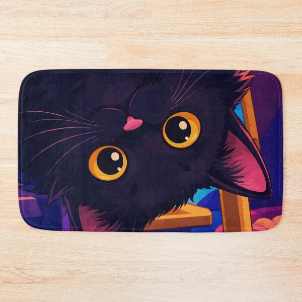 Item preview, Upside Down Fluffy Black Cat Cute Void Kitten Neon Aesthetic Graphic Art designed and sold by The Upside Down.