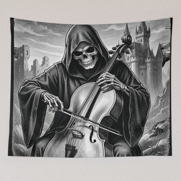 Item preview, The Grim Reaper playing the cello. designed and sold by MagelliShop.