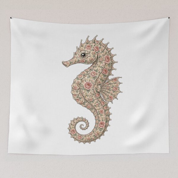 Item preview, Floral Seahorse Ocean Pink Rose | Ocean Floral Art Collection designed and sold by Zaru Art Studio.