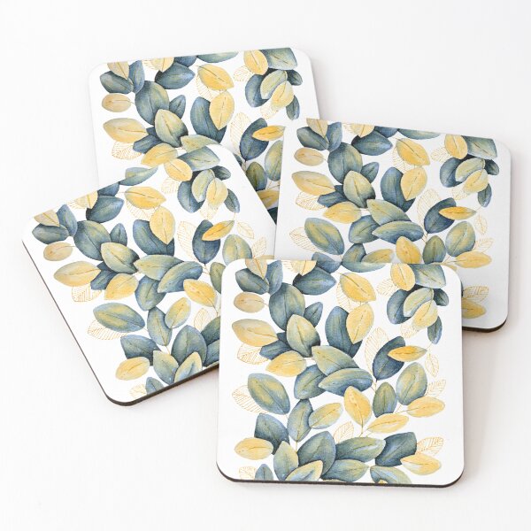 Item preview, Blue Gold Botanical Leaves: Watercolour Foliage Art designed and sold by ArithraStudio.