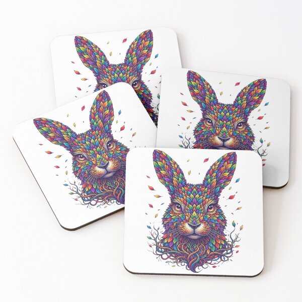 Item preview, Vibrant Rainbow Leaf Rabbit Colorful Boho Art designed and sold by KTD28_SHOP.