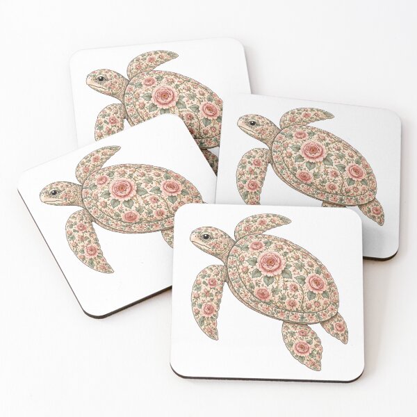 Item preview, Sea Turtle Ocean Pink Rose | Ocean Floral Art Collection designed and sold by Zaru Art Studio.