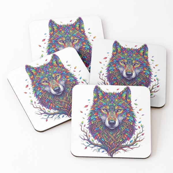 Item preview, Rainbow Botanical Wolf Colorful Nature Spirit Graphic designed and sold by KTD28_SHOP.