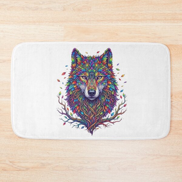 Item preview, Rainbow Botanical Wolf Colorful Nature Spirit Graphic designed and sold by KTD28_SHOP.