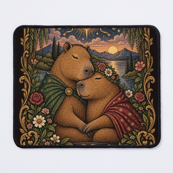 Item preview, The Lovers Capybara Tarot Card Vintage Cute Couple Aesthetic designed and sold by zhivago1980.