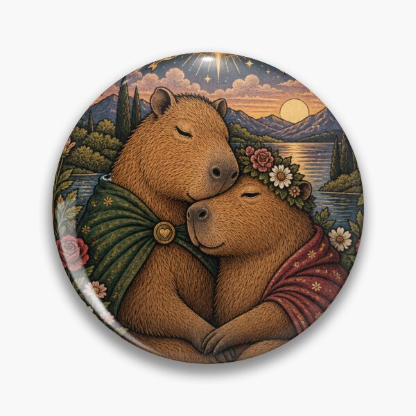 Item preview, The Lovers Capybara Tarot Card Vintage Cute Couple Aesthetic designed and sold by zhivago1980.
