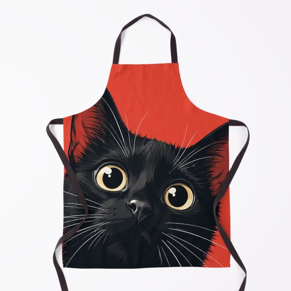 Item preview, Black Cat Peeking Wide Eyes Red Background Cute Void Kitten Graphic Art designed and sold by The Upside Down.