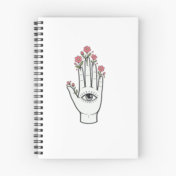 Item preview, Open Hand with Eye in Palm and Wildflowers Growing from Fingertips Bold Flat Vector Mystical Illustration designed and sold by OnPointOutfits.