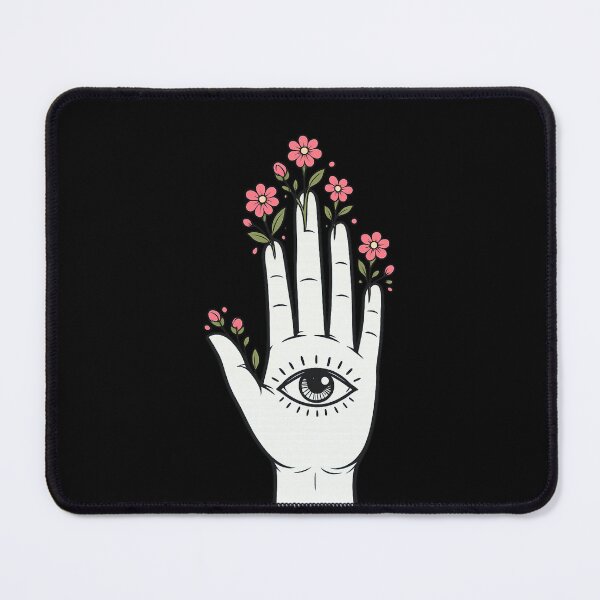 Item preview, Open Hand with Eye in Palm and Wildflowers Growing from Fingertips Bold Flat Vector Mystical Illustration designed and sold by OnPointOutfits.