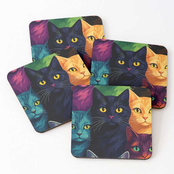 Item preview, Colorful Rainbow Cats Collage Vibrant Pop Art Feline Pattern designed and sold by The Upside Down.