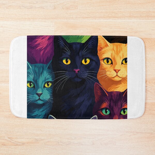 Item preview, Colorful Rainbow Cats Collage Vibrant Pop Art Feline Pattern designed and sold by The Upside Down.