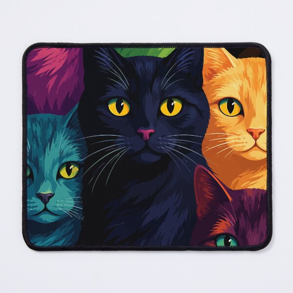 Item preview, Colorful Rainbow Cats Collage Vibrant Pop Art Feline Pattern designed and sold by The Upside Down.