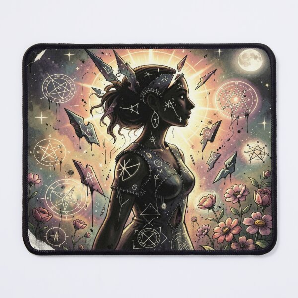 Item preview, Surreal Chaotic Cosmic Portrait with mystic symbol flow designed and sold by FotoworldEdel.
