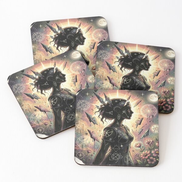 Item preview, Surreal Chaotic Cosmic Portrait with mystic symbol flow designed and sold by FotoworldEdel.