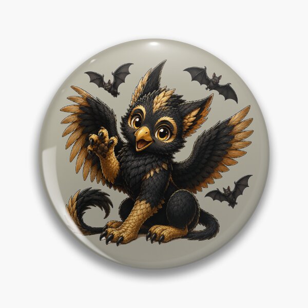 Item preview, Spooky Black and Gold Baby Griffin with Bats – Cute Gothic Halloween Fantasy designed and sold by Hatchling Hollow.