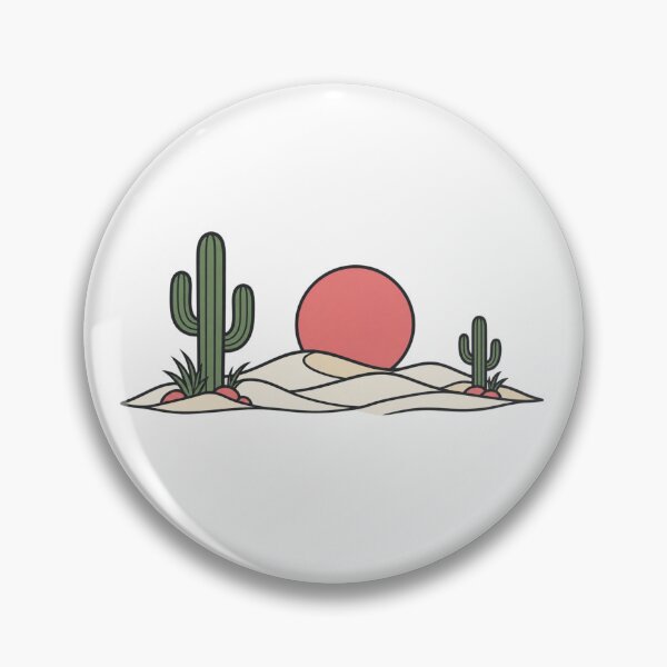 Item preview, Minimal Desert Scene with Saguaro Cacti and Round Sun Behind Dunes Bold Flat Vector Illustration designed and sold by OnPointOutfits.