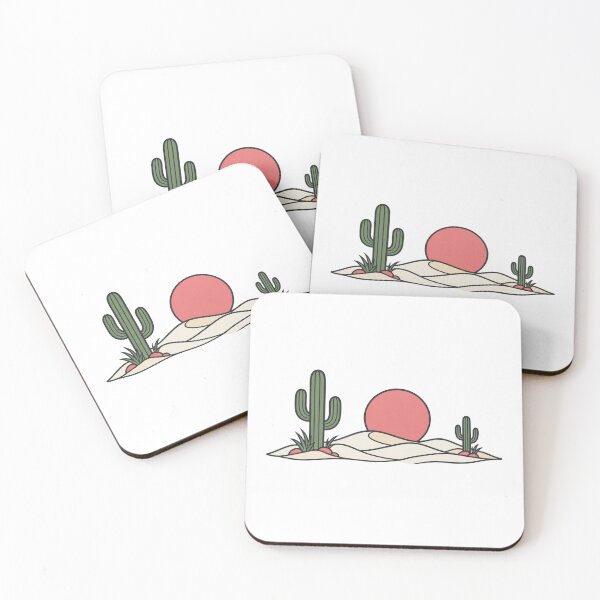 Item preview, Minimal Desert Scene with Saguaro Cacti and Round Sun Behind Dunes Bold Flat Vector Illustration designed and sold by OnPointOutfits.