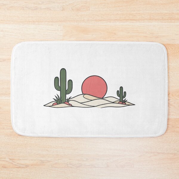 Item preview, Minimal Desert Scene with Saguaro Cacti and Round Sun Behind Dunes Bold Flat Vector Illustration designed and sold by OnPointOutfits.